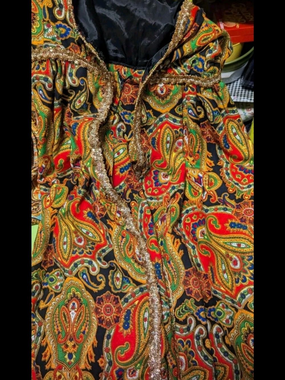 Women’s Paisley Boho Vintage Psychedelic Wide Leg Jumpsuit Maxi 1960s - Picture 5 of 7